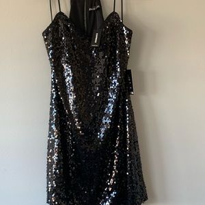 Black sequence mini dress